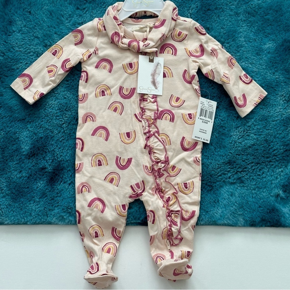 Jessica Simpson Baby Girl Coverall with Headband Size 3-6 Months
